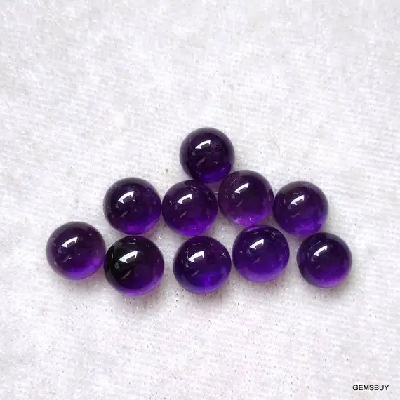 5 Pieces 7mm Amethyst Cabochon Round Gemstone, Purple Amethyst Round Cabochon Aaa Quality Gemstone...