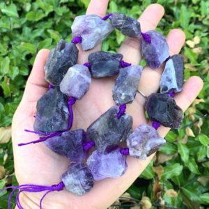 Shop Amethyst Chip & Nugget Beads! 1 Strand/15" Natural Raw Dark Purple Amethyst Crystal Nugget Rough Gems Chakras Healing Gemstone Beads for Necklace Charm Jewelry Making | Natural genuine chip Amethyst beads for beading and jewelry making.  #jewelry #beads #beadedjewelry #diyjewelry #jewelrymaking #beadstore #beading #affiliate #ad