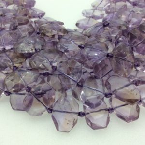 Shop Amethyst Faceted Beads! 15mm x 20mm Glossy Finish Pale Amethyst Faceted Rectangle Shaped Beads with 1mm Holes – 15" Strand (Approx. 21 Beads per Strand) | Natural genuine faceted Amethyst beads for beading and jewelry making.  #jewelry #beads #beadedjewelry #diyjewelry #jewelrymaking #beadstore #beading #affiliate #ad