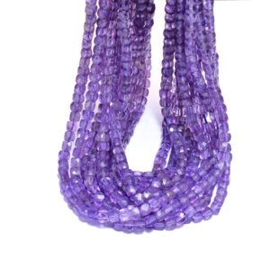 Shop Amethyst Faceted Beads! AAA+ Natural Amethyst 4mm 3D Cube Faceted Calibrated Beads | 13inch Strand | Amethyst Semi Precious Gemstone Fancy Loose Beads for Jewelry | Natural genuine faceted Amethyst beads for beading and jewelry making.  #jewelry #beads #beadedjewelry #diyjewelry #jewelrymaking #beadstore #beading #affiliate #ad