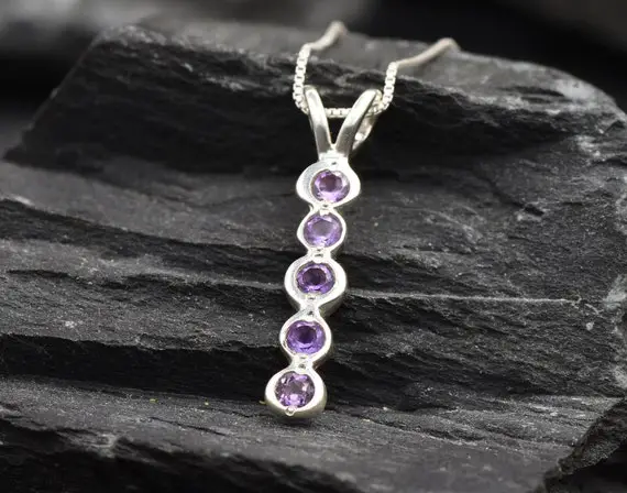 Amethyst Pendant, Natural Amethyst, February Birthstone, Bubble Pendant, Purple Pendant, Amethyst Necklace, Layering Necklace, 925 Silver