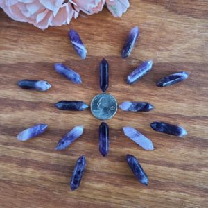 Shop Amethyst Points & Wands! Small Amethyst Wand, Choose Quantity, 1.25" Double Terminated Crystal Point for Jewelry Making or Crystal Grids | Natural genuine stones & crystals in various shapes & sizes. Buy raw cut, tumbled, or polished gemstones for making jewelry or crystal healing energy vibration raising reiki stones. #crystals #gemstones #crystalhealing #crystalsandgemstones #energyhealing #affiliate #ad