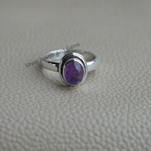 Shop Amethyst Rings! Oval Amethyst Ring, Handmade Ring, 925 Sterling Silver Ring,  Natural Amethyst Designer Ring, February Birthstone Ring, Gift for Women | Natural genuine Amethyst rings, simple unique handcrafted gemstone rings. #rings #jewelry #shopping #gift #handmade #fashion #style #affiliate #ad