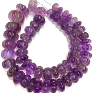 Shop Amethyst Rondelle Beads! Extremely Beautiful~natural Amethyst Watermelon Shape Beads Amethyst Carving Rondelle Beads Amethyst Gemstone Beads 12-15.mm Amethyst Beads | Natural genuine rondelle Amethyst beads for beading and jewelry making.  #jewelry #beads #beadedjewelry #diyjewelry #jewelrymaking #beadstore #beading #affiliate #ad