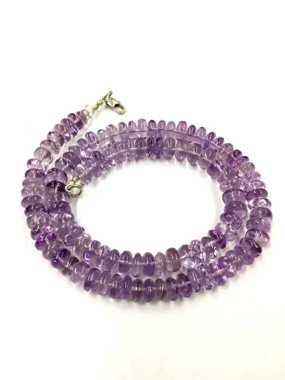 Natural Smooth Hand Polished Pink Amethyst Rondelle Beads 7.mm Plain Gemstone Beads 18" Strand Top Quality