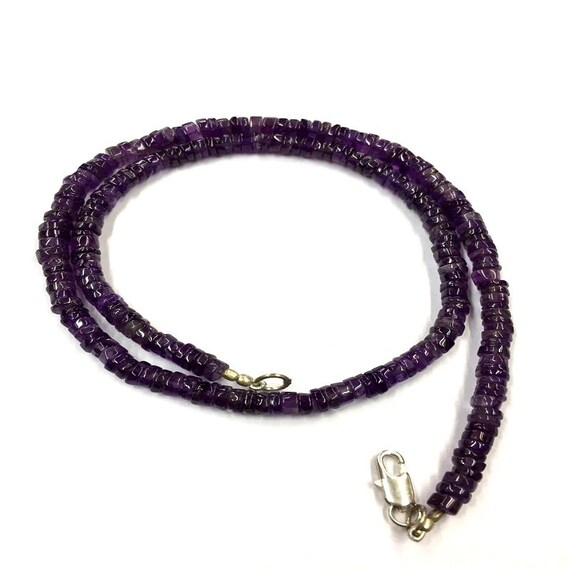 Natural Stone Amethyst Smooth Tyre Beads 5mm Wheel Shape Gemstone Beads 18" Strand Wholesale Price