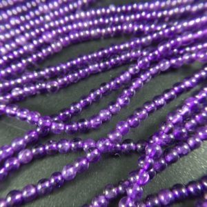 Shop Amethyst Round Beads! 2/3mm Tiny Amethyst Beads Natural Smooth Round Purple Amethyst Gemstone Beads A Grade Quality Semiprecious jewelry making full strand 15.5" | Natural genuine round Amethyst beads for beading and jewelry making.  #jewelry #beads #beadedjewelry #diyjewelry #jewelrymaking #beadstore #beading #affiliate #ad