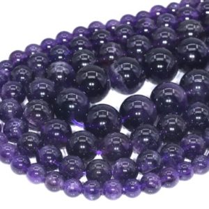 Shop Amethyst Round Beads! Deep Purple Amethyst Beads Brazil Grade AAA Genuine Natural Gemstone Round Loose Beads 6MM 7-8MM 9-10MM 12MM Bulk Lot Options | Natural genuine round Amethyst beads for beading and jewelry making.  #jewelry #beads #beadedjewelry #diyjewelry #jewelrymaking #beadstore #beading #affiliate #ad
