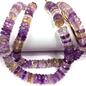 Shop Ametrine Faceted Beads! AAA QUALITY~Natural Ametrine Faceted Tyre Beads Ametrine Wheel Shape 8.MM Ametrine Tyre Gemstone Beads Wholesale Gemstone Beads Latest Made | Natural genuine faceted Ametrine beads for beading and jewelry making.  #jewelry #beads #beadedjewelry #diyjewelry #jewelrymaking #beadstore #beading #affiliate #ad