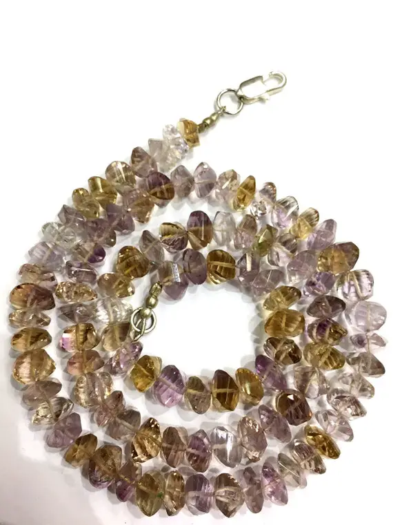 Natural Very Rare Ametrine Twisted Beads Ametrine Faceted Twisted Rondelle Beads Ametrine Blue Gemstone Bead Superb Quality Thanksgivingsale