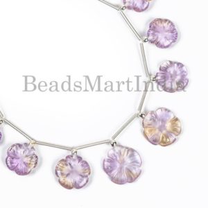 Ametrine Flower Carving Beads, Carving Beads, Ametrine Fancy Beads, Ametrine Beads, Flower Carving Beads, Fancy Carving Beads | Natural genuine other-shape Ametrine beads for beading and jewelry making.  #jewelry #beads #beadedjewelry #diyjewelry #jewelrymaking #beadstore #beading #affiliate #ad