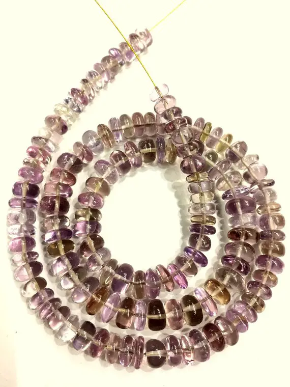 Natural Ametrine Smooth Rondelle Beads Hand Polished Ametrine Beads Jewelry Making Gemstone Beads 6-7.mm Rondelle Beads Superb Quality