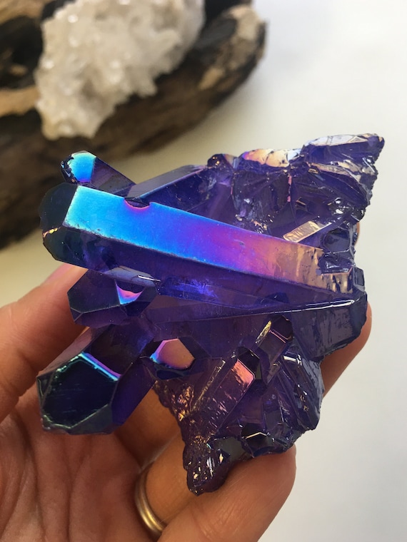 Purple Aura Quartz Cluster, Purple Aura Quartz, Aura Crystal, Angel Aura Quartz, Aura Crystal