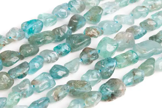 Genuine Natural Blue Apatite Transparent Loose Beads Grade A Pebble Nugget Shape 6-8mm