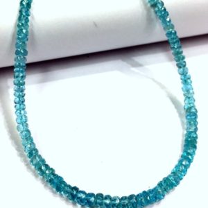 Shop Apatite Necklaces! AAA+ QUALITY~Great Luster~Natural Sky Apatite Faceted Rondelle Beads Blue Apatite Gemstone Beads Apatite Beads Necklace Gift For Her. | Natural genuine Apatite necklaces. Buy crystal jewelry, handmade handcrafted artisan jewelry for women.  Unique handmade gift ideas. #jewelry #beadednecklaces #beadedjewelry #gift #shopping #handmadejewelry #fashion #style #product #necklaces #affiliate #ad