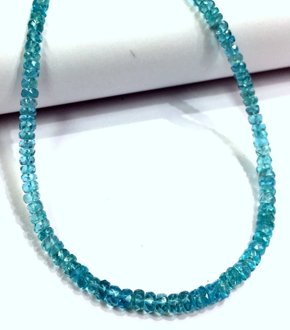 Aaa+ Quality~great Luster~natural Sky Apatite Faceted Rondelle Beads Blue Apatite Gemstone Beads Apatite Beads Necklace Gift For Her.