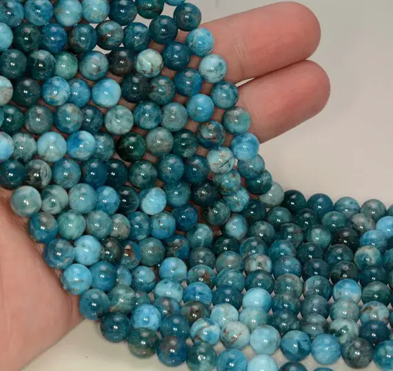 6mm Connoisseur Ocean Blue Apatite Gemstone Grade A Blue Round 6mm Beads 15.5 Inch Full Strand Lot 1,2,6,12 And 50 (90147812-168)