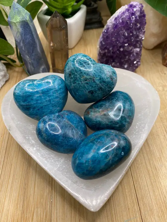 Blue Apatite Hearts Tumbled Stone Gift Bag