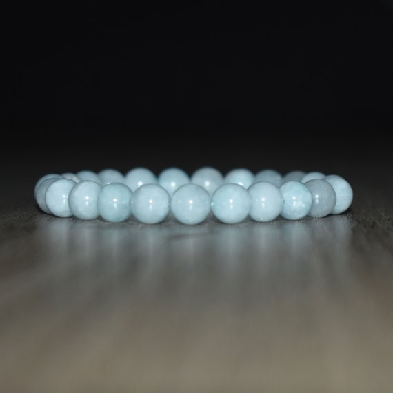 8mm Aquamarine Bracelet For Protection And Healing Bracelet For Women And Men Bracelet, Natural Aquamarine Bracelet, Elastic Bracelet