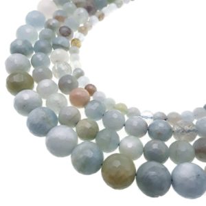Shop Aquamarine Faceted Beads! Multi-Color Aquamarine Faceted Round Beads 6mm 8mm 10mm 12mm 15.5" Strand | Natural genuine faceted Aquamarine beads for beading and jewelry making.  #jewelry #beads #beadedjewelry #diyjewelry #jewelrymaking #beadstore #beading #affiliate #ad