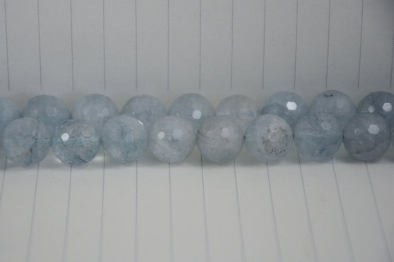 Faceted Round Genuine Aquamarine Beads --- 13mm --- 30 Beads --- Section Aquamarine  Beads ---full Strand ---hole 1mm