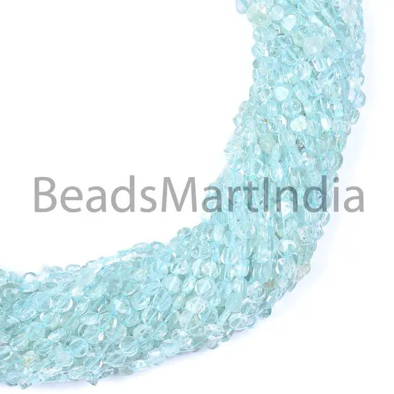 Aquamarine Plain Coin Shape Beads, Coin Shape Beads, Natural Aquamarine Beads, Smooth Aquamarine Beads, Aquamarine Plain Beads 4-5mm