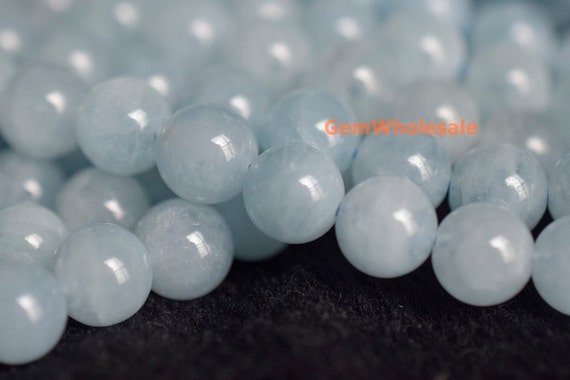 8/20/40pcs  10mm A Natural Aquamarine Round Beads, High Quality Light Blue Color Jewelry Beads, Milky Light Blue Gemstone 10mm A Quality Ygy