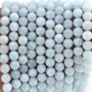 8mm Natural Aquamarine Beads Smooth round beads , Loose beads,Gemstone Beads,full strand 15 inches-approx48pcs-NS12 | Natural genuine beads Array beads for beading and jewelry making.  #jewelry #beads #beadedjewelry #diyjewelry #jewelrymaking #beadstore #beading #affiliate #ad