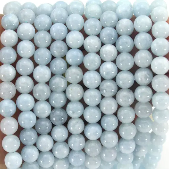 8mm Natural Aquamarine Beads, Smooth Round Aquamarine Beads , Blue Gemstone Beads For Necklace Bracelet,full Strand 15 Inches-48pcs-ns12