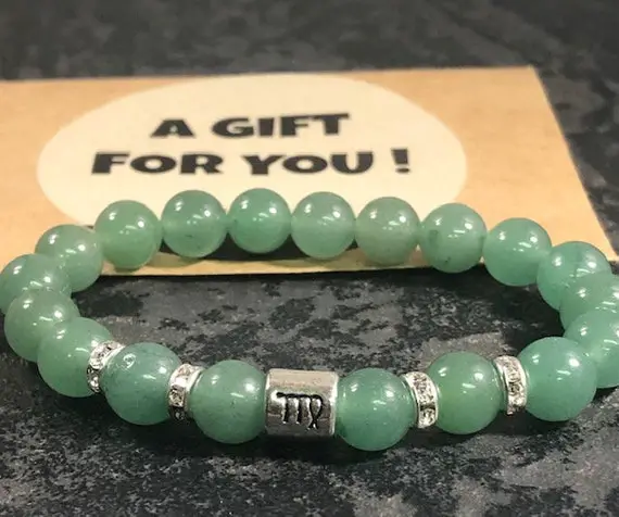 Virgo Bracelet ,aventurine Crystal Bracelet , Zodiac Bracelet ,green Gemstone Bracelet,gifts For Virgo, Zodiac Gifts ,bling Zodiac Bracelets