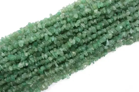 35" Long Natural Green Aventurine Gemstone Polished Smooth Uncut Chips Shape Center Drilled Beads Size 5-8 Mm Jewelry Making Wholesale Price