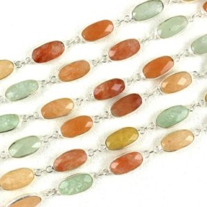 Shop Aventurine Faceted Beads! 92.5 Sterling Silver 2 Pieces Connectors,Natural Multi Aventurine Gemstone, Faceted Oval Shape,Size 7×13 MM Blue,Silver Connectors For Chain | Natural genuine faceted Aventurine beads for beading and jewelry making.  #jewelry #beads #beadedjewelry #diyjewelry #jewelrymaking #beadstore #beading #affiliate #ad