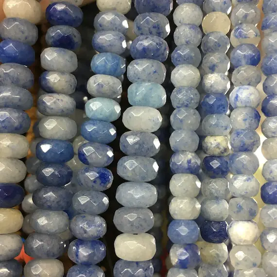 Blue Aventurine Faceted Beads, Natural Gemstone Beads, Rondelle Stone Beads 4x6mm 5x8mm 15''