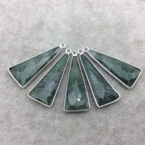 Shop Aventurine Faceted Beads! Green Aventurine Bezel | Silver Finish Faceted Triangle Shaped Copper Plated Pendant Component ~ 12mm x 30mm – Sold Individually | Natural genuine faceted Aventurine beads for beading and jewelry making.  #jewelry #beads #beadedjewelry #diyjewelry #jewelrymaking #beadstore #beading #affiliate #ad