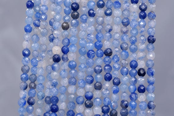 Natural Blue Aventurine Loose Beads Faceted Round Shape 4mm