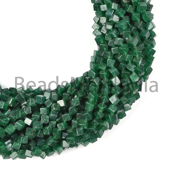 5-8mm Green Aventurine Plain Cube Shape Beads, Green Aventurine Beads, Smooth Aventurine Cube Shape Beads, Aventurine Plain Cube Beads,