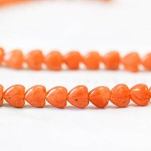 Shop Aventurine Bead Shapes! M/ Red Aventurine 8mm Heart Beads 16" Strand Natural Red Orange Semi-Transparent Crystal Heart Shape For Crafts For All Jewelry Making | Natural genuine other-shape Aventurine beads for beading and jewelry making.  #jewelry #beads #beadedjewelry #diyjewelry #jewelrymaking #beadstore #beading #affiliate #ad