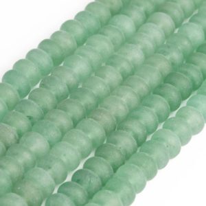 Shop Aventurine Rondelle Beads! Genuine Natural Matte Green Aventurine Loose Beads Rondelle Shape 6x4mm 8x5mm | Natural genuine rondelle Aventurine beads for beading and jewelry making.  #jewelry #beads #beadedjewelry #diyjewelry #jewelrymaking #beadstore #beading #affiliate #ad