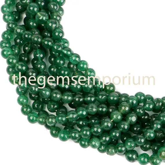 Green Aventurine Plain Round Bead, Smooth Round Beads, 5-6mm Aventurine Gemstone Beads, Smooth Natural Gemstone, Gemstone For Jewelry Making