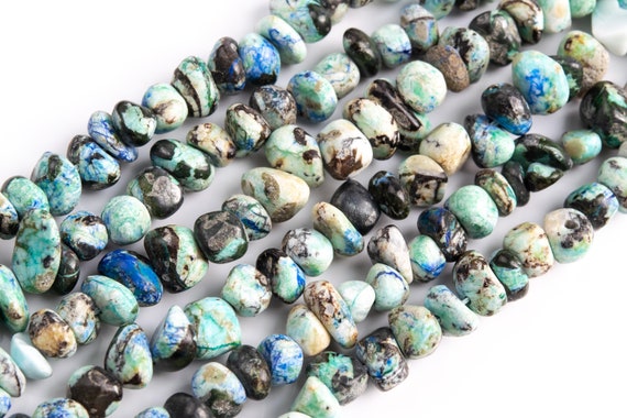 Genuine Natural Multicolor Azurite Malachite Quartz Loose Beads Grade A Pebble Chips Shape 6-8mm