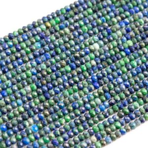 Shop Azurite Faceted Beads! Blue Green Azurite Loose Beads Faceted Rondelle Shape 3x2mm | Natural genuine faceted Azurite beads for beading and jewelry making.  #jewelry #beads #beadedjewelry #diyjewelry #jewelrymaking #beadstore #beading #affiliate #ad