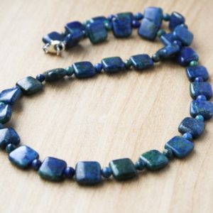 Shop Azurite Necklaces! Malachite Azurite Necklace Beaded . Blue Green Stone Necklace . Azurite Malachite Bead Necklace | Natural genuine Azurite necklaces. Buy crystal jewelry, handmade handcrafted artisan jewelry for women.  Unique handmade gift ideas. #jewelry #beadednecklaces #beadedjewelry #gift #shopping #handmadejewelry #fashion #style #product #necklaces #affiliate #ad
