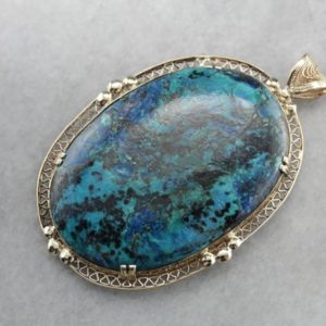 Shop Azurite Pendants! Oversized Azurite Pendant, Statement Necklace, Large Cabochon Pendant 4Z7QYK-R | Natural genuine Azurite pendants. Buy crystal jewelry, handmade handcrafted artisan jewelry for women.  Unique handmade gift ideas. #jewelry #beadedpendants #beadedjewelry #gift #shopping #handmadejewelry #fashion #style #product #pendants #affiliate #ad