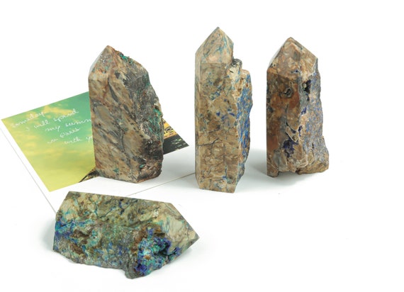 Azurite Obelisk Tower Stone - Point Azurite Natural Healing Crystal - Home Decor - Tw1079