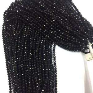 Shop Black Tourmaline Faceted Beads! AAA QUALITY–Natural Black Tourmaline Faceted Round Ball Beads 3.MM Micro Cut Tourmaline Gemstone Beads Total 50 Strands Wholesale Price | Natural genuine faceted Black Tourmaline beads for beading and jewelry making.  #jewelry #beads #beadedjewelry #diyjewelry #jewelrymaking #beadstore #beading #affiliate #ad