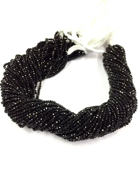Aaa Quality--natural Black Tourmaline Faceted Rondelle Beads 2.mm Micro Cut Tourmaline Gemstone Beads Superb Quality New Arrival 50 Strands