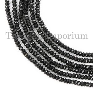 Shop Black Tourmaline Faceted Beads! Black Tourmaline Beads, Tourmaline Rondelle Beads, Black Tourmaline Faceted Beads, 3-3.25 mm Tourmaline Rondelle Beads, Tourmaline Beads | Natural genuine faceted Black Tourmaline beads for beading and jewelry making.  #jewelry #beads #beadedjewelry #diyjewelry #jewelrymaking #beadstore #beading #affiliate #ad