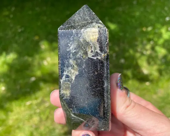 3.6" Black Tourmaline Tower, Self Standing, Large Polished Schorl Point, Grounding, Absorb Negative Energy #5