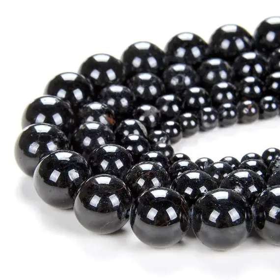 Natural Black Tourmaline Gemstone Grade A Round 4mm 6mm 8mm 10mm 12mm Loose Beads (d69)