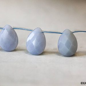 Shop Blue Chalcedony Bead Shapes! XL/ Blue Chalcedony 18x25mm Flat Pear Briolette beads 16" Strand Natural Chalcedony is an Excellent  Crystal For Jewelry Making | Natural genuine other-shape Blue Chalcedony beads for beading and jewelry making.  #jewelry #beads #beadedjewelry #diyjewelry #jewelrymaking #beadstore #beading #affiliate #ad